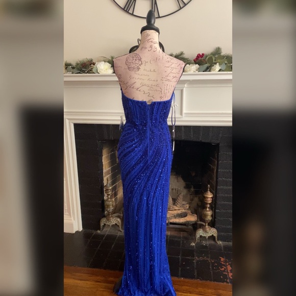 Beaded royal blue prom dress, formal dress, or pageant evening gown - Picture 3 of 4